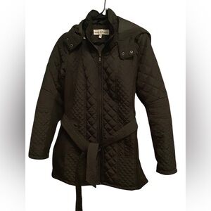 Sebby Collection, Quilted, Dark Green Jacket, zipper hood
